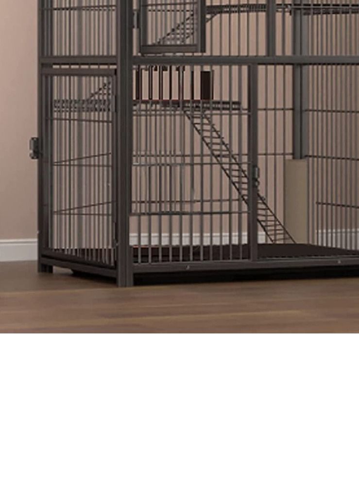 Pet Cage Playpen Box Kennel Crate with Hammock Wheels and Removable Tray for Cat and Dog