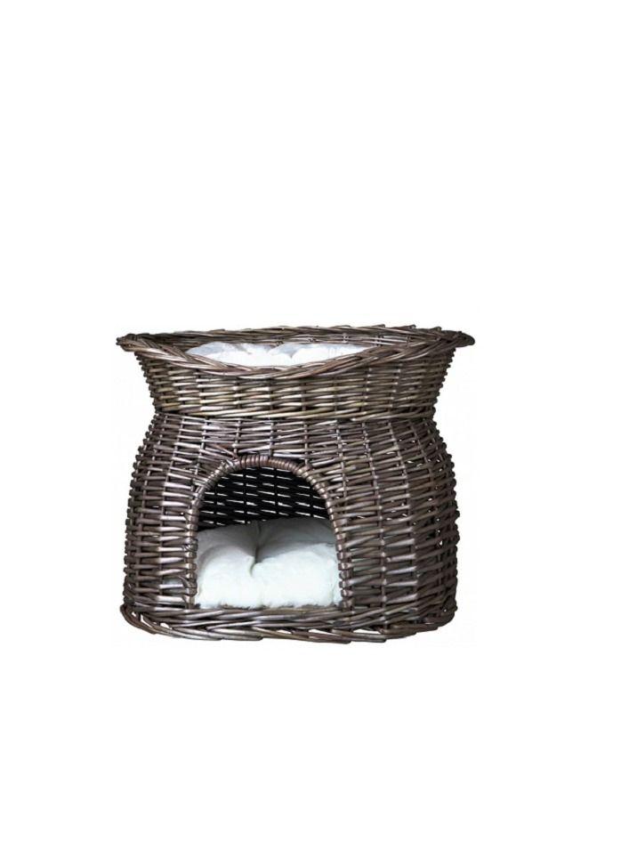 Trixie Wicker Tower With Cave Grey For Cats