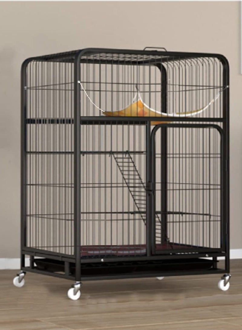 Pet Cage Playpen Box Kennel Crate with Hammock Wheels and Removable Tray for Cat and Dog