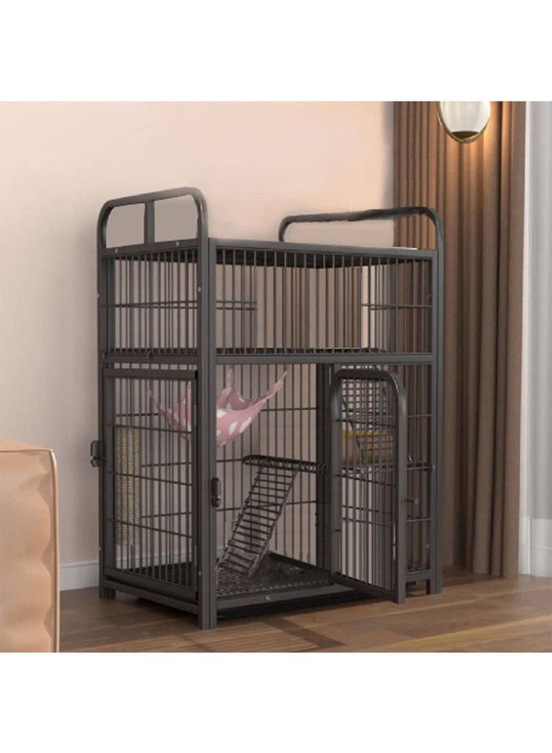Pet Cage Playpen Box Kennel Crate with Hammock Wheels and Removable Tray for Cats and Dogs