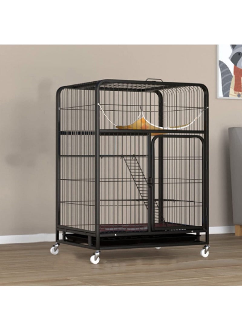 Pet Cage Playpen Box Kennel Crate with Hammock Wheels and Removable Tray for Cats and Dogs