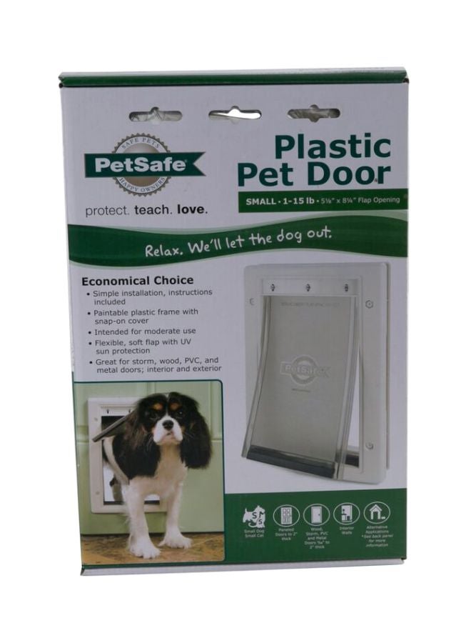 Plastic Pet Door Silver/White S