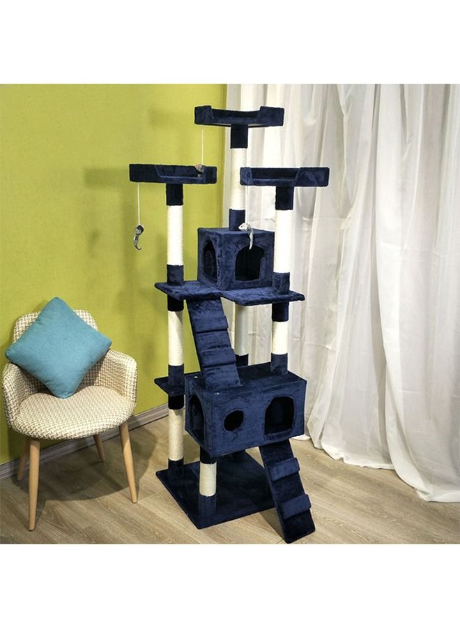 Multi-Level Cat Tree Height Activity Cat Tower Furniture For Large Small Cat 50x50x170 Cm Blue