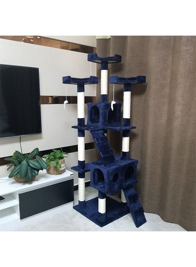 Multi-Level Cat Tree Height Activity Cat Tower Furniture For Large Small Cat 50x50x170 Cm Blue