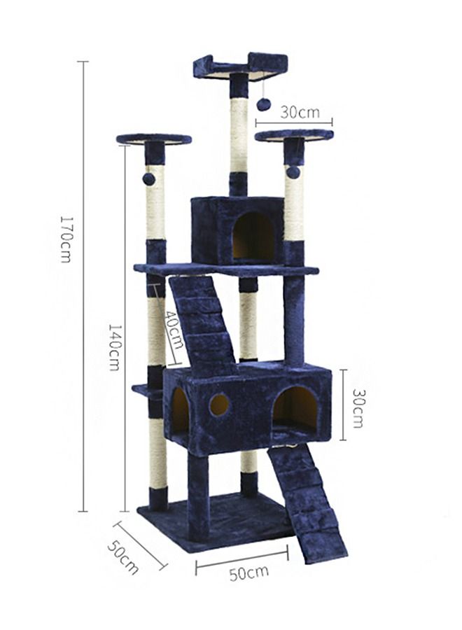 Multi-Level Cat Tree Height Activity Cat Tower Furniture For Large Small Cat 50x50x170 Cm Blue