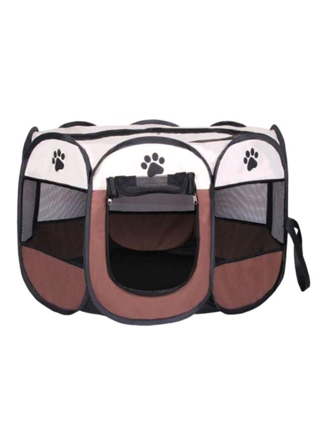 Foldable Pet Playpen Kennel Brown/Beige/Black 36x24inch