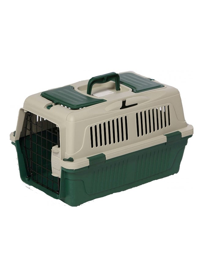 Dog & Cat Carrier Open Grill Top Dark Green/White 63x41x40cm