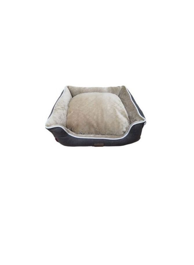 Cushion Luxury Velvet For Pets Black & Beige 70 X 60 X 18cm