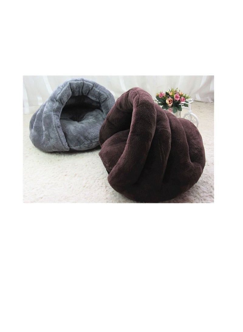 SOFT HOODED WARM HOUSE FOR DOGS – 60*50*-40 CM – MEDIUM – GREY