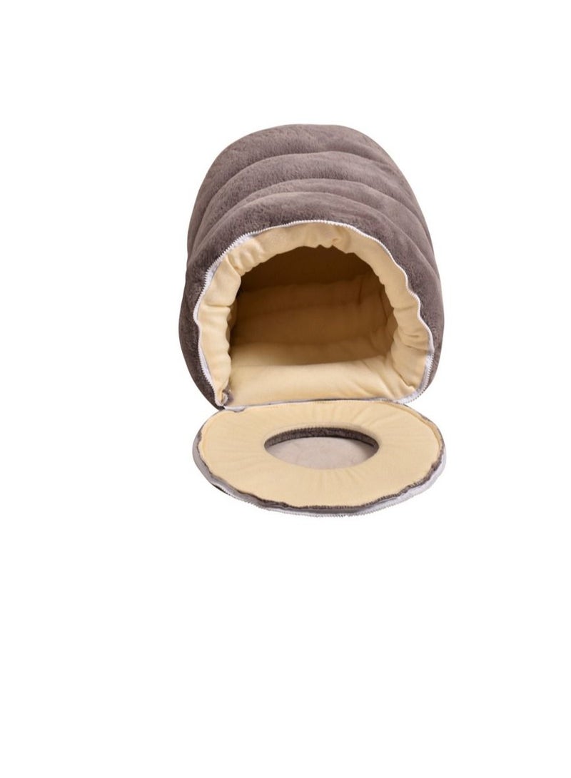 PET BED TUNNEL MADE WITH COTTON , 50*33 CM -MEDIUM – GREY