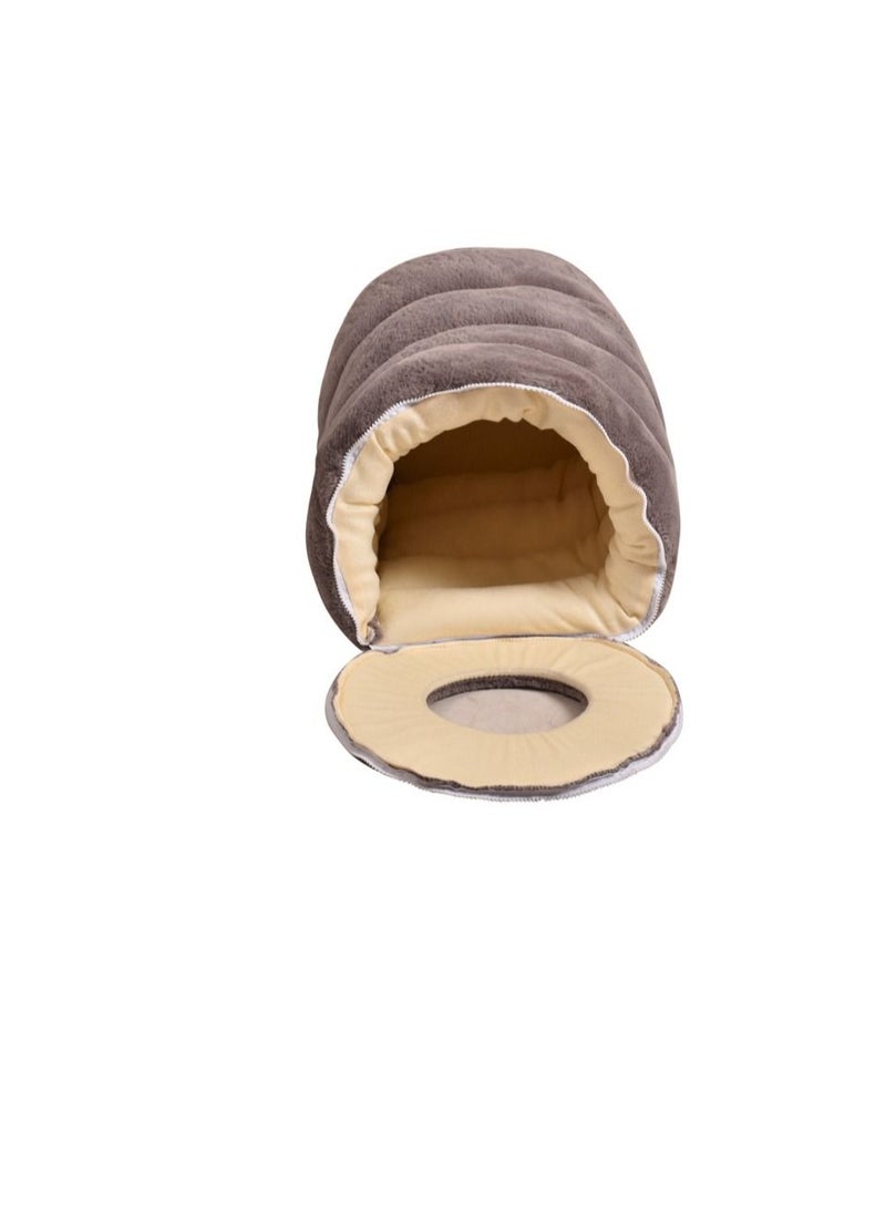 PET BED TUNNEL MADE WITH COTTON , 50*33 CM -MEDIUM – GREY