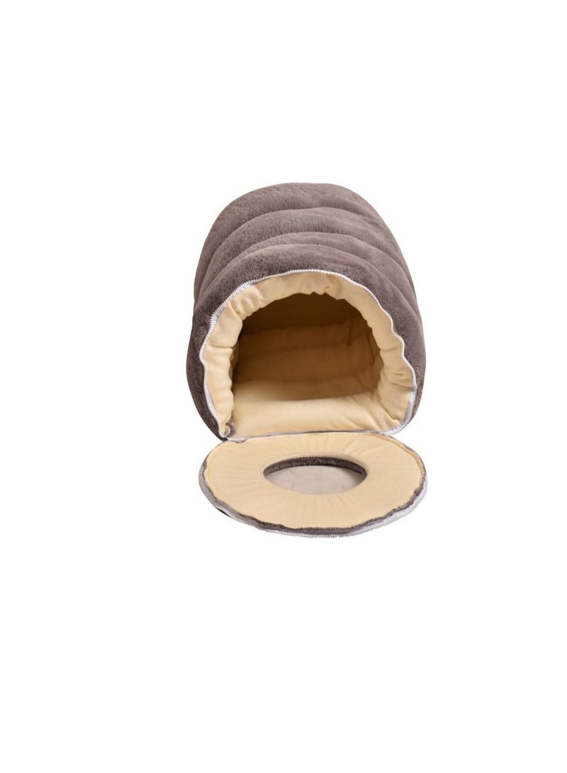 PET BED TUNNEL MADE WITH COTTON , 50*33 CM -MEDIUM – GREY