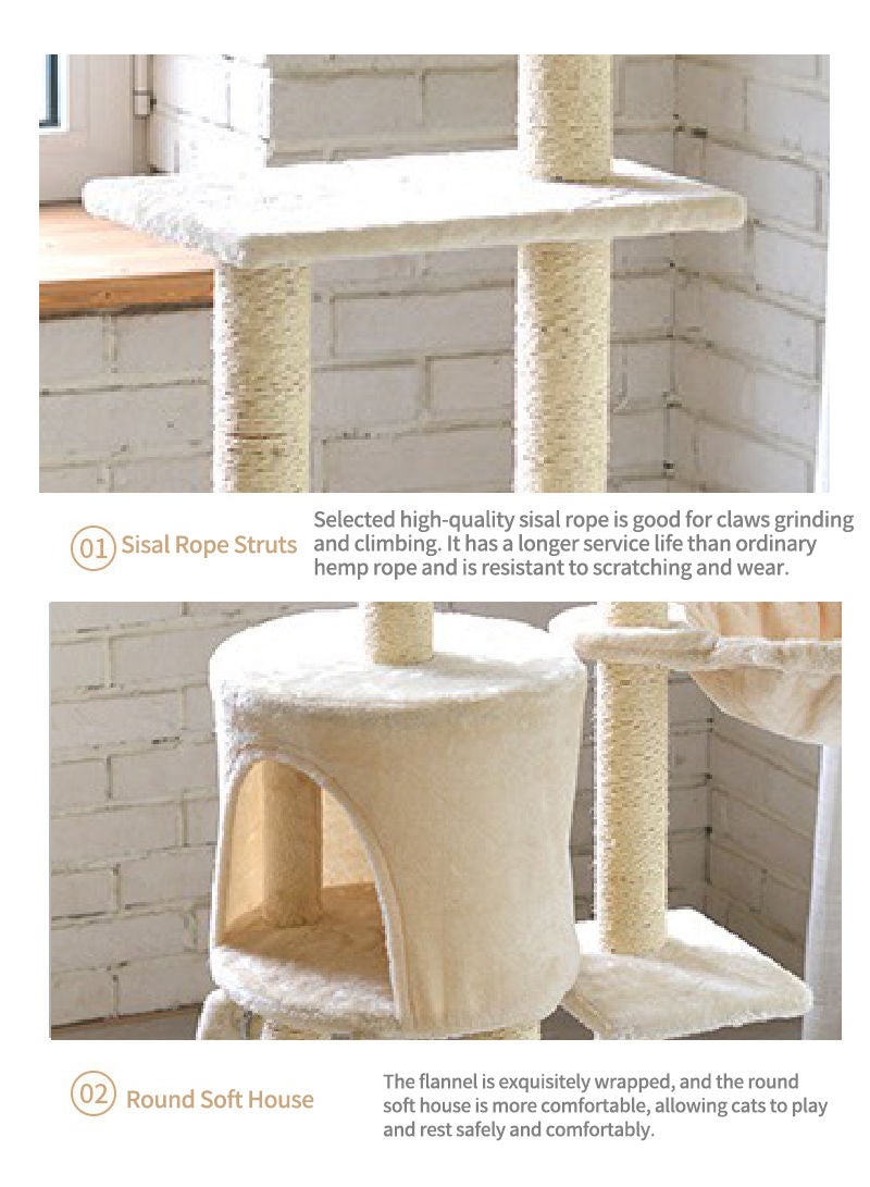 Living Equipment Cat Play Tower Cat Toy Multi Level Platform Cat Tree Sisal Pillar Large Cat Climbing Frame Cat Nest Luxury Cat Scratch Post Cat Tree