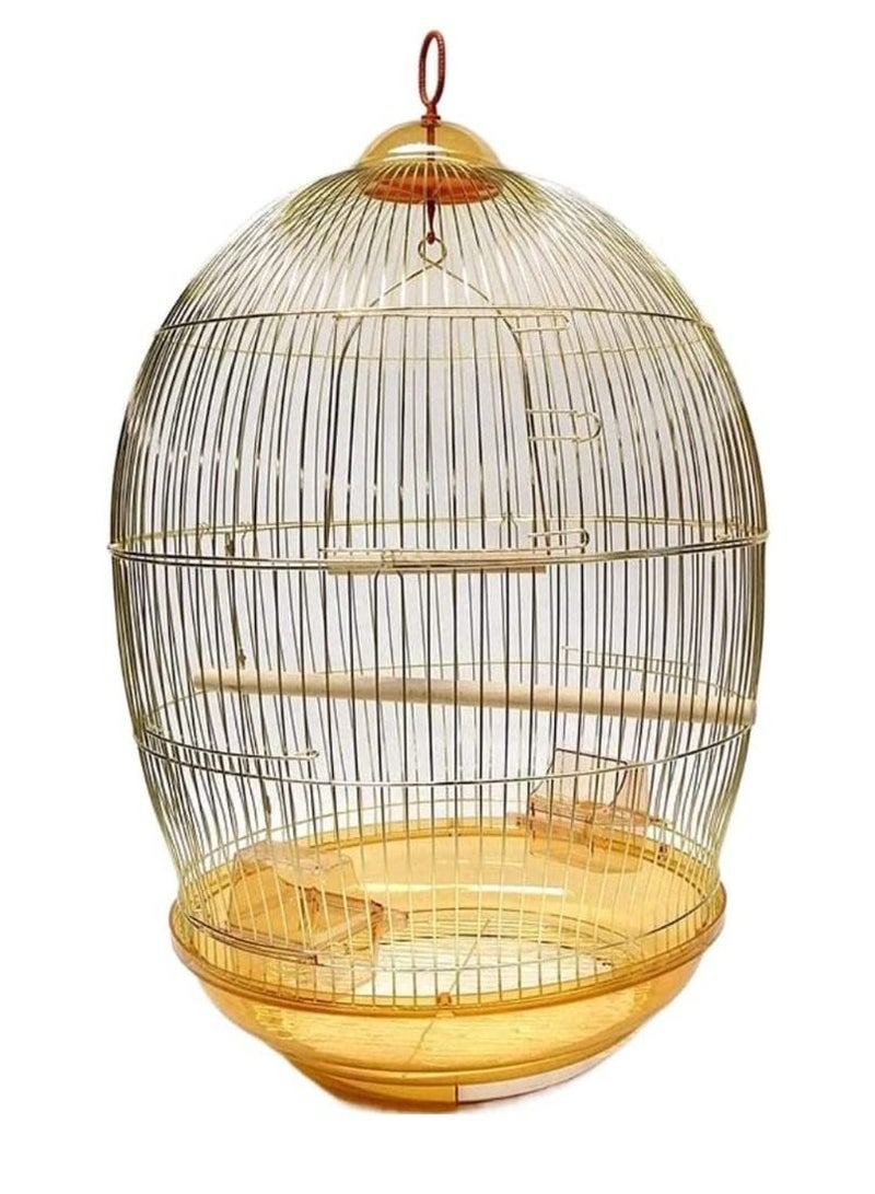 Golden Luxury Hanging Bird Cage for Parakeet Finches Budgies Cockatiels Esotici Lovebirds Canaries Parrots 48.5X48.5X76cm