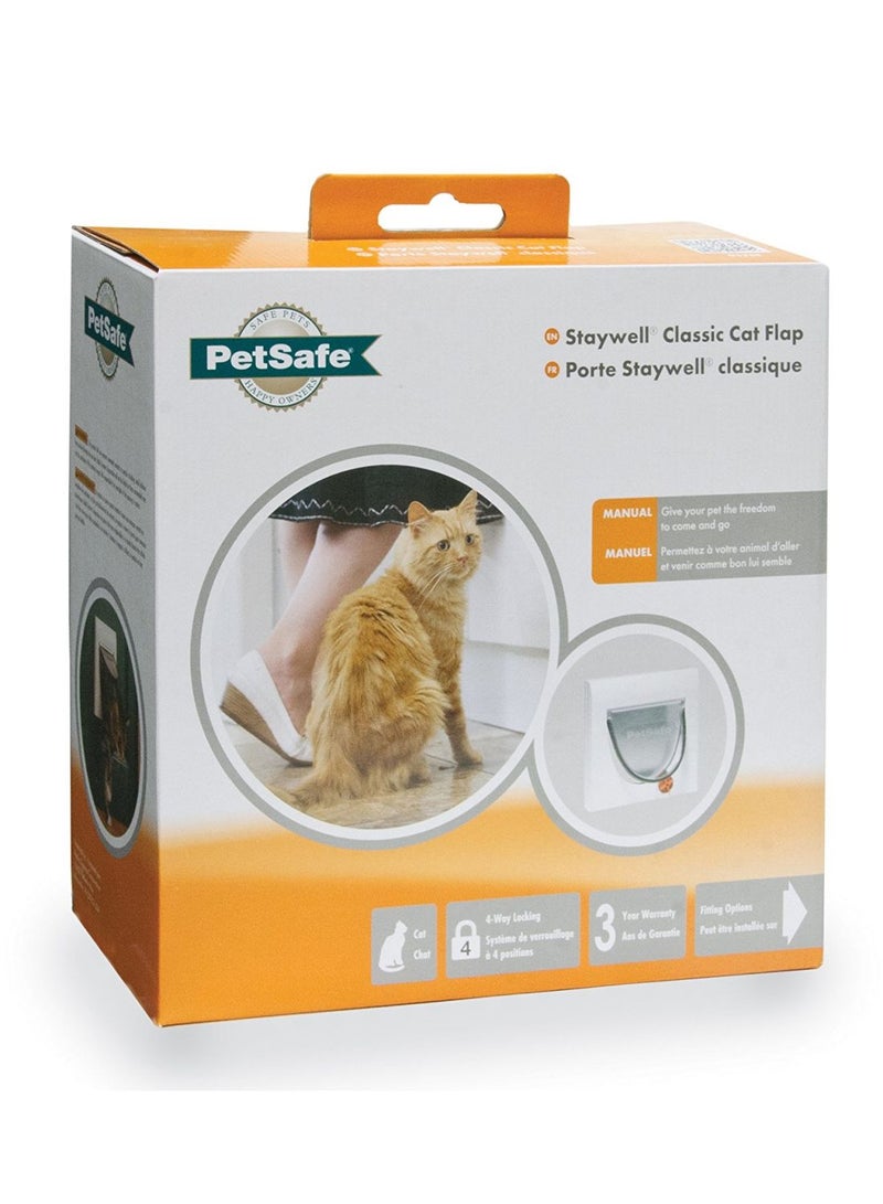 Manual 4 Way Locking Classic Cat Flap White