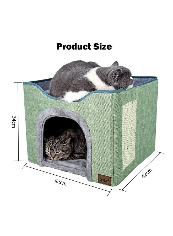 Neostyle Foldable House for Indoor Cats Green One Piece