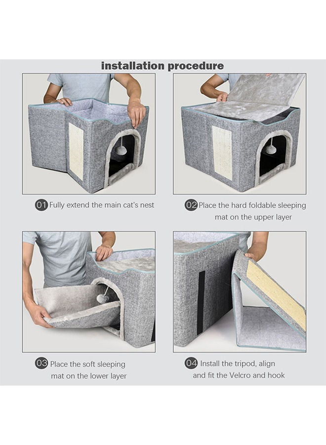 Foldable House For Indoor Cats Cyan Two-pieces