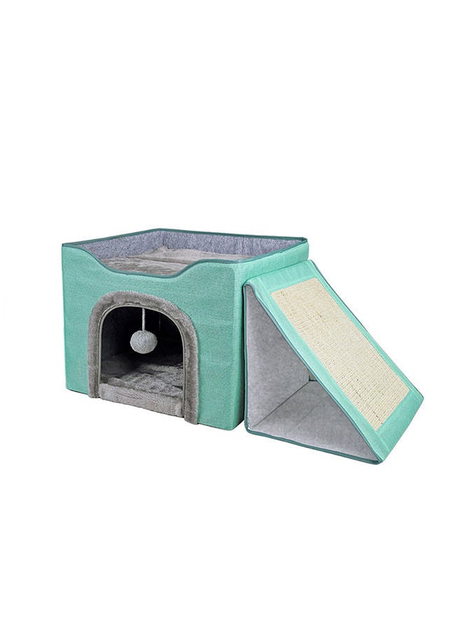 Foldable House For Indoor Cats Cyan Two-pieces