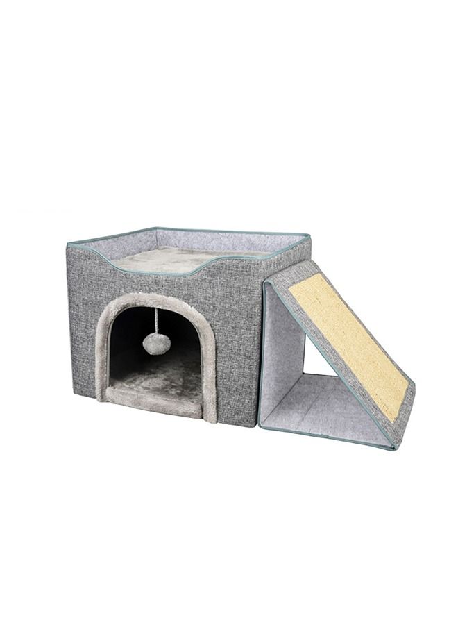 Neostyle Foldable House for Indoor Cats Grey Two Piece