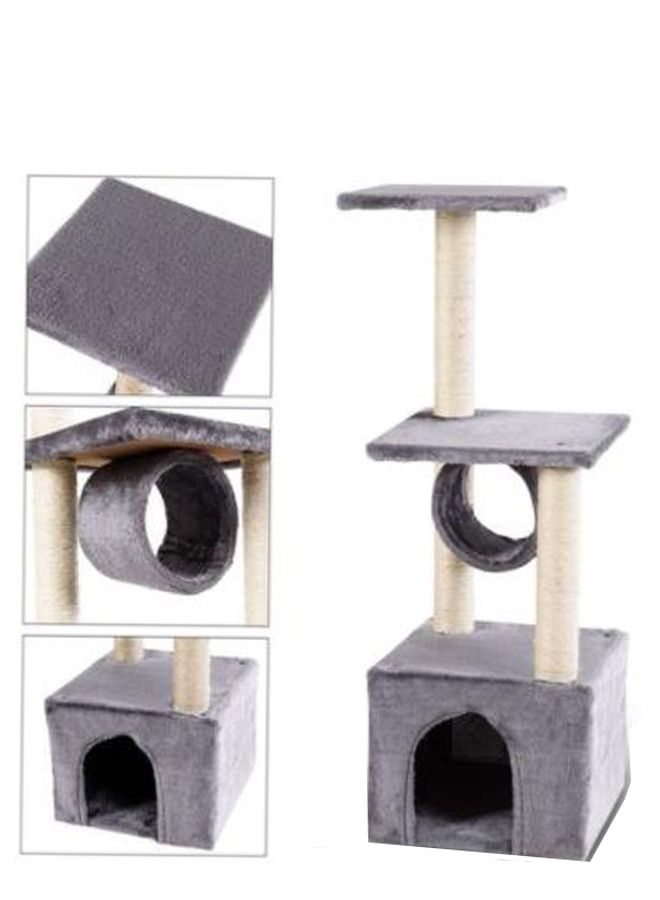 AL THEQA cat Tower Furniture with Sisal Covered Scratching Post Climbing Condo, GREY
