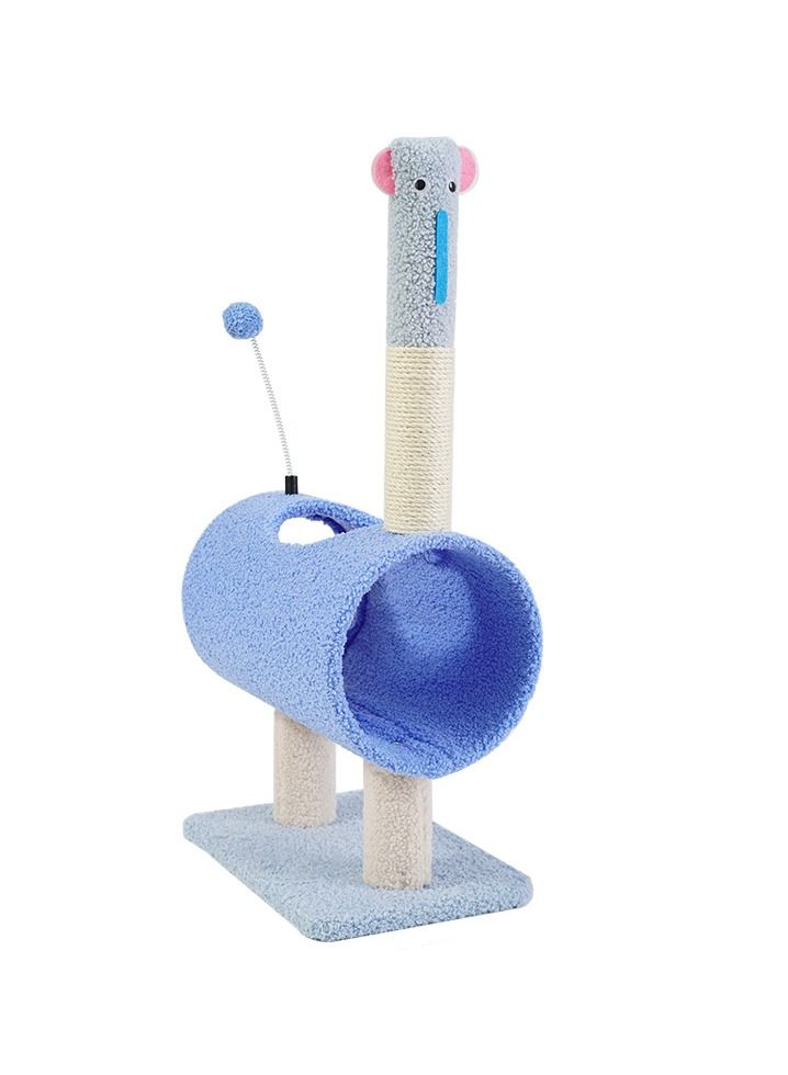 SAPU Cute alpaca Cat Tree,Tunnel Cat Litter,Cat Tower with Sisal Covered Scratch Post with Hanging Toys,Kitten Climbing Pole for Play Rest，Handcrafted Sisal Cat Tree for Indoor Cats Kittens (blue)