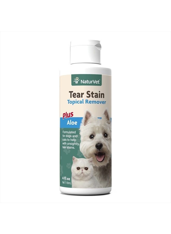 – Tear Stain Topical Remover Plus Aloe – 4 oz | Eliminates Unsightly Tear & Saliva Stains | Gentle, Water-based Formula | For Dogs & Cats