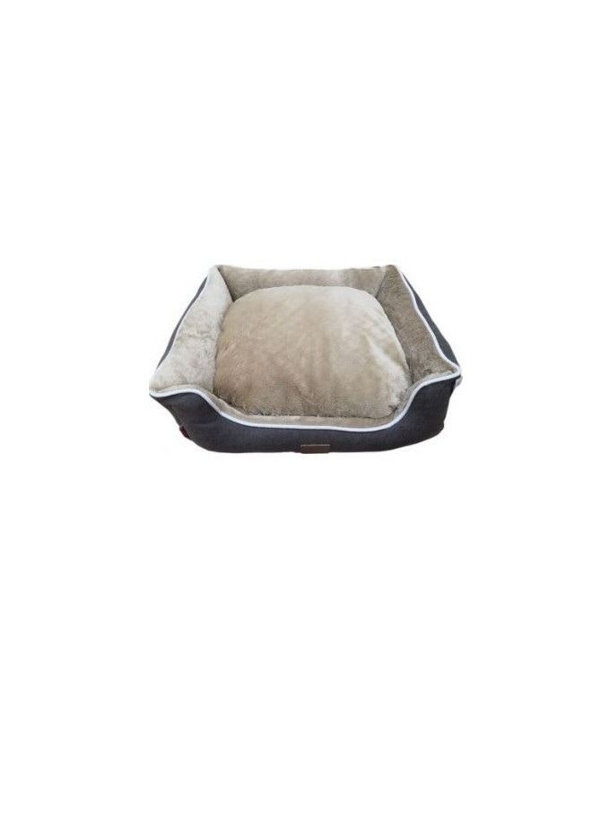 Cushion Luxury Velvet For Pets Black & Beige 50 X 40 X 14cm