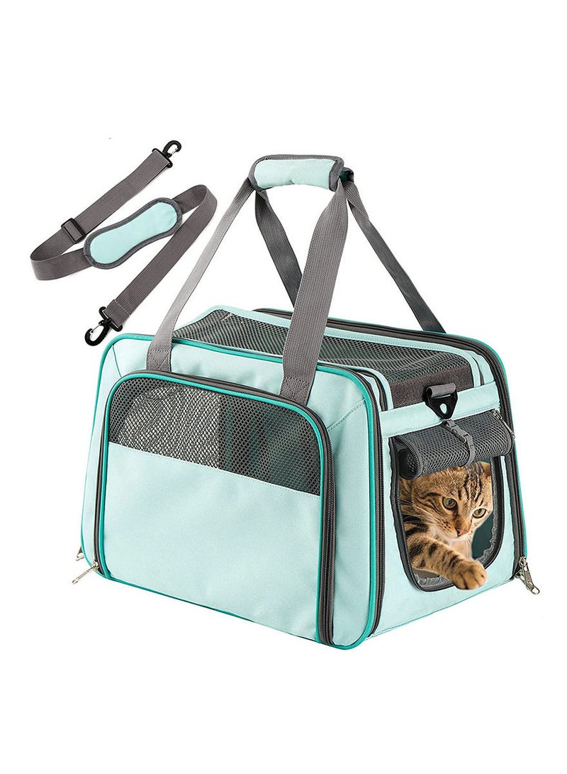 Pet Carrier for Cats and Dogs, Collapsible Cat Carriers with Removable Fleece Pad, Soft Sided Dog Travel Carrier for Medium Large Puppy and Kitten