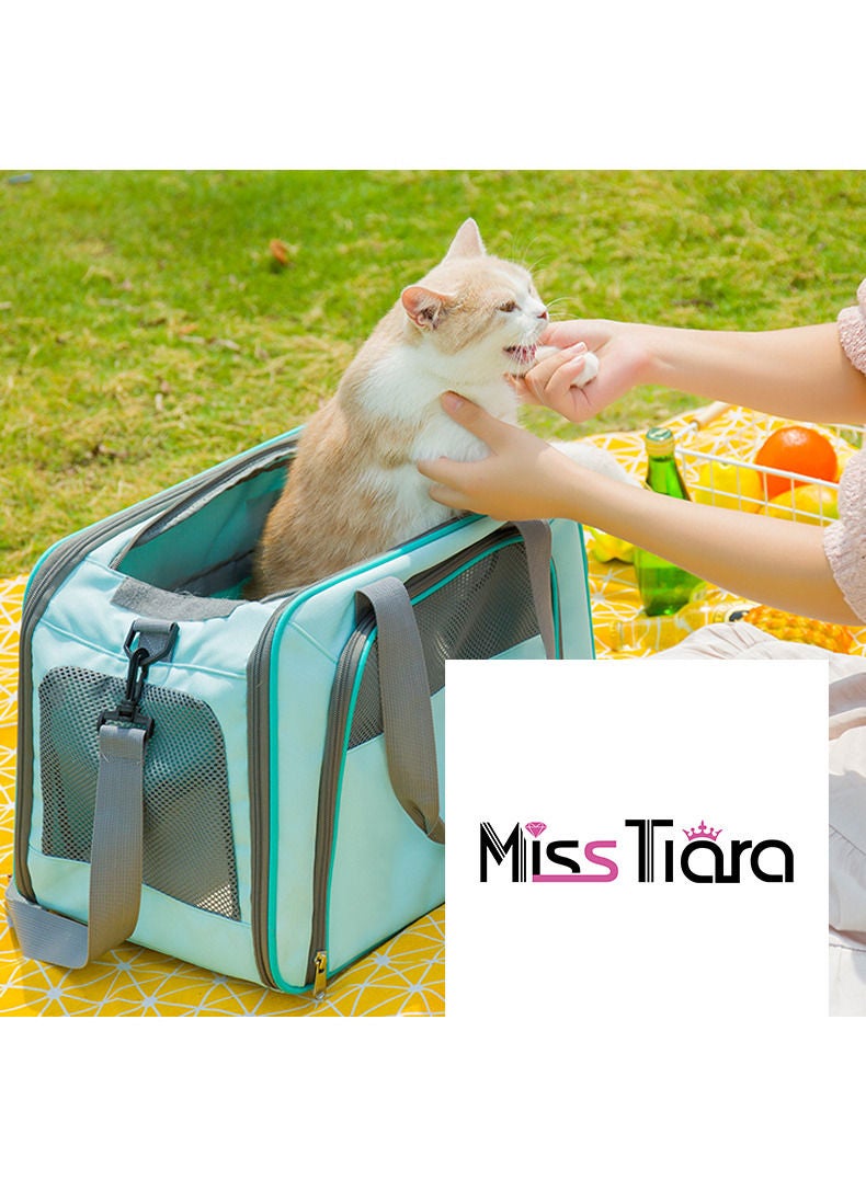 Pet Carrier for Cats and Dogs, Collapsible Cat Carriers with Removable Fleece Pad, Soft Sided Dog Travel Carrier for Medium Large Puppy and Kitten