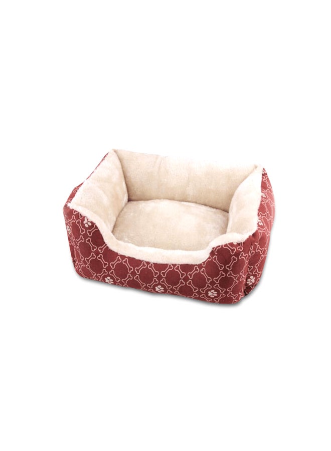 Square Bed For Dog Beige/Red 25inch