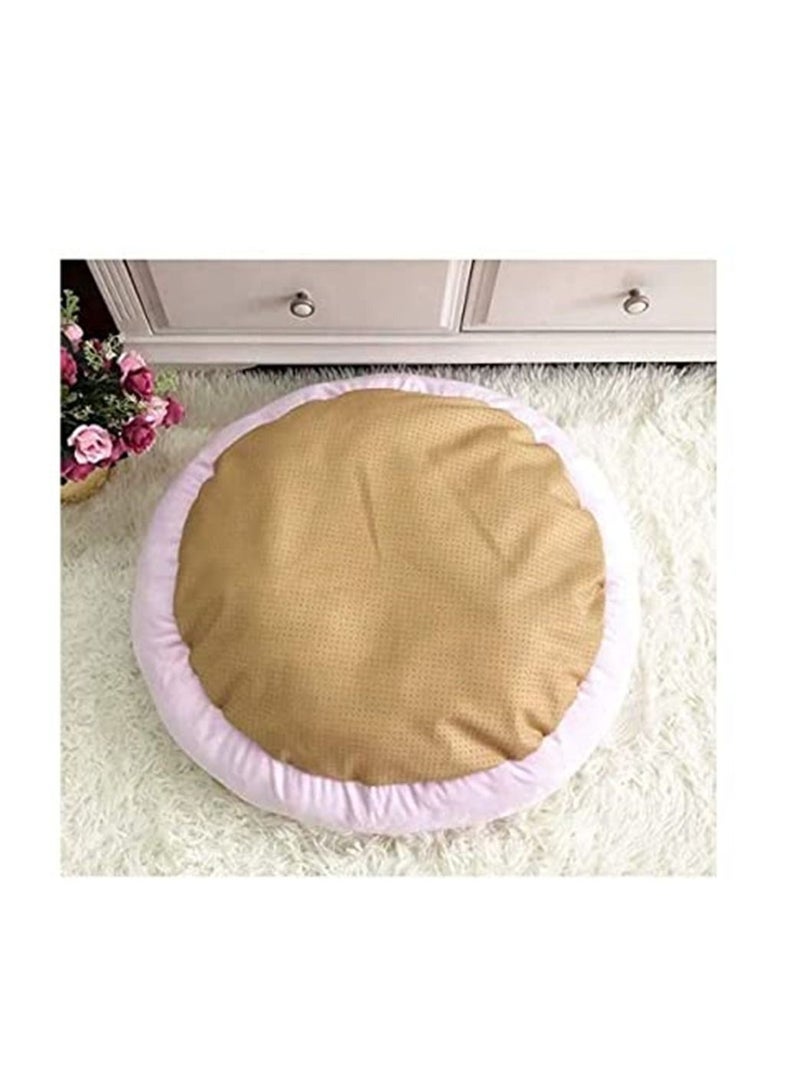 Round Bolster Pet Bed with Flannel Top