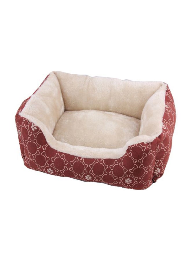 Square Bed For Dog Beige/Red 48x40centimeter