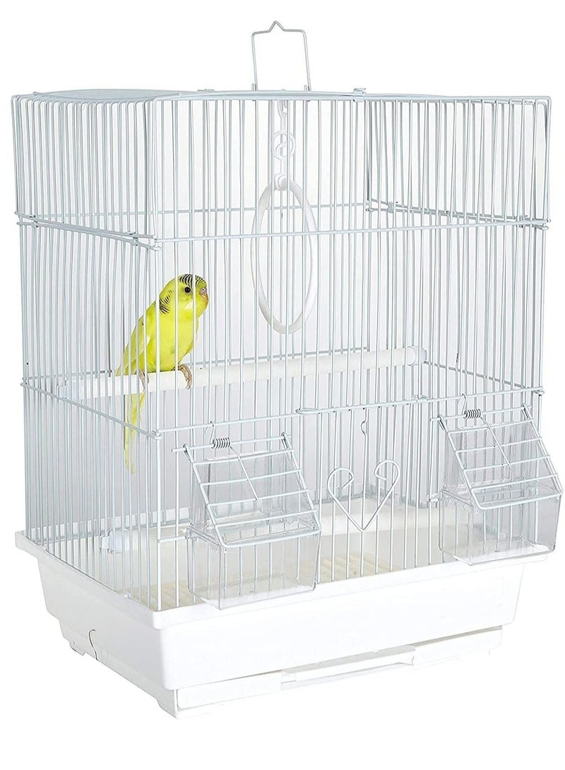 Light Weight Hanging Bird Cage For Small And Medium Parakeets, Cockatiels, Lovebirds Birds White 35X28X46cm