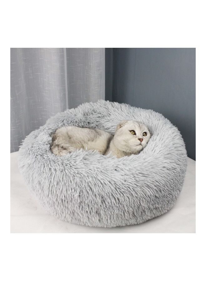 Anti Anxiety Faux Fur Donut Shape Bed for Cat/Dog Grey 50cm