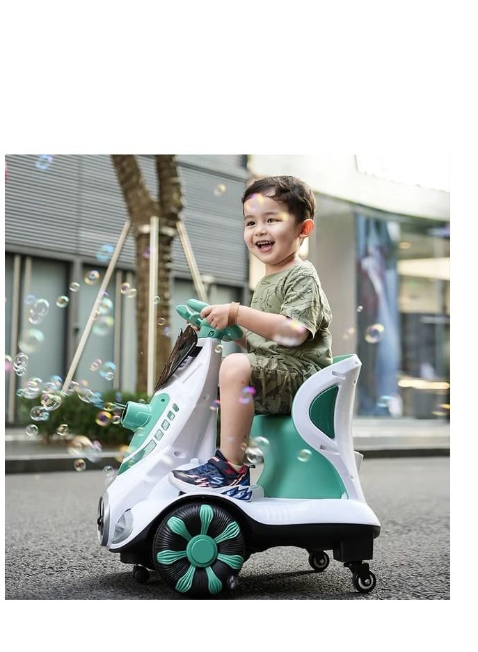 New Children's Electric Bubble Machine Balancing Car Remote Control Indoor Rotating Car Dual Drive Can Sit Drift Rotating Car