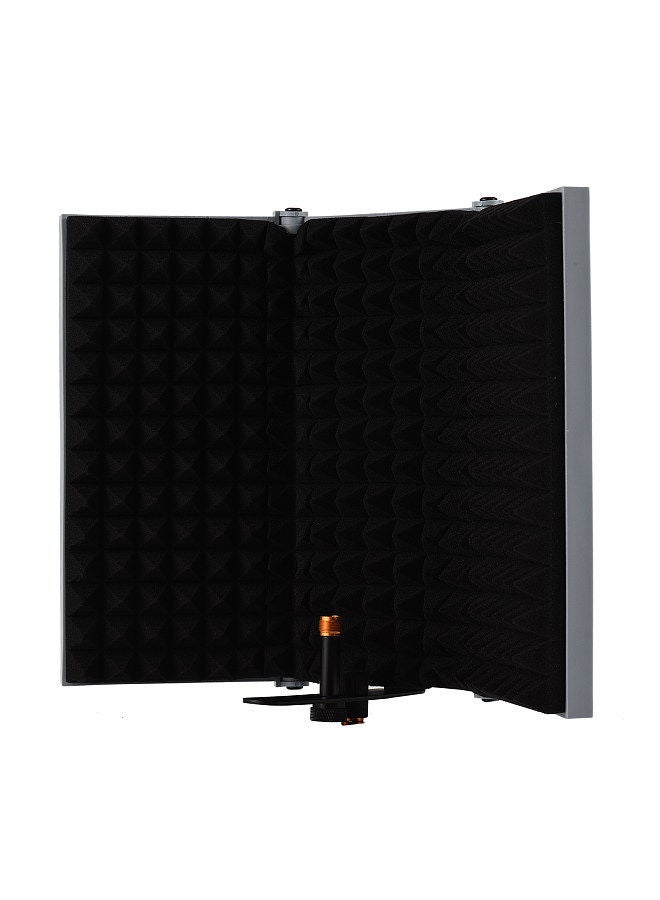3-Door Professional Studio Recording Microphone Isolation Shield Folding Pop Filter Microphone Wind Screen With High Density Eva Foam Sound Absorbing Recording Equipment