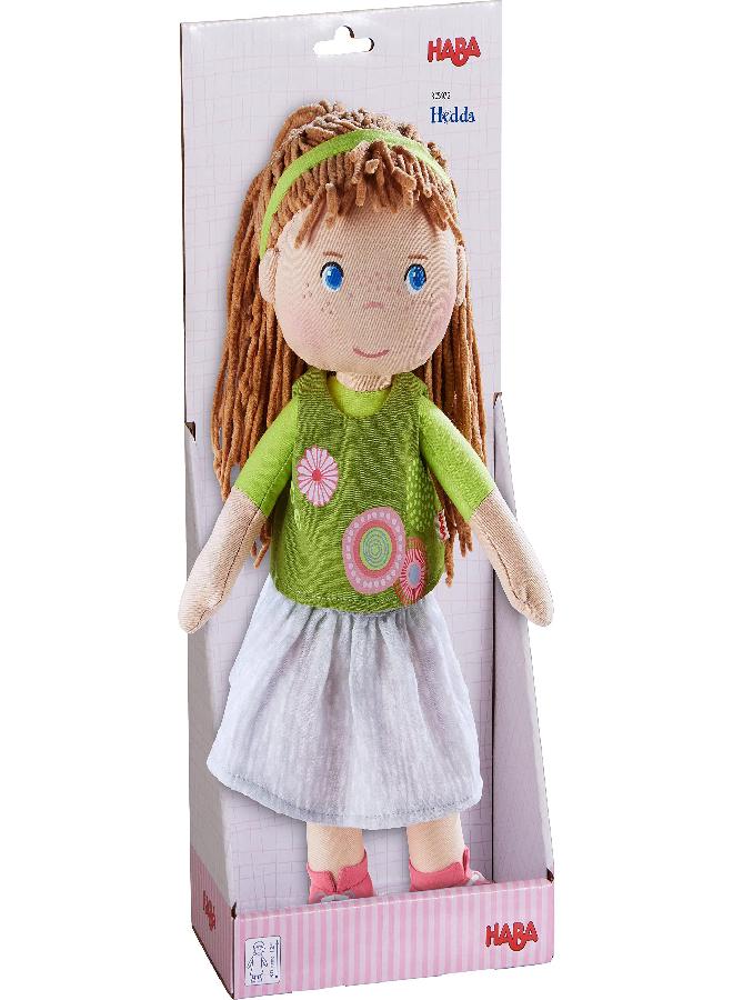 HABA Hedda Soft Doll with Brown Hair, Blue Eyes and Embroidered Face for Ages 18 Months and Up