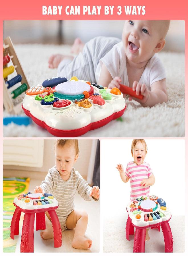 BACCOW Baby Toys 6 to 12-18 Months, Musical Activity Table for 1 Year Old Boys Girls Gifts, Toddler Infant Toys, Length 11.8 Inches Width 11.8 Inches Height 12.2 Inches