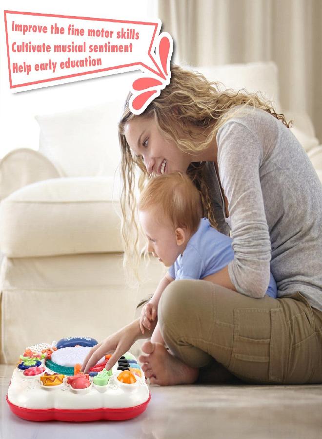 BACCOW Baby Toys 6 to 12-18 Months, Musical Activity Table for 1 Year Old Boys Girls Gifts, Toddler Infant Toys, Length 11.8 Inches Width 11.8 Inches Height 12.2 Inches