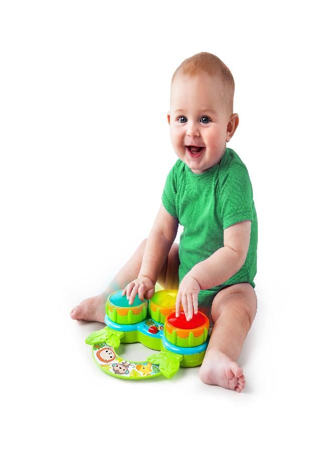 Bright Starts Safari Beats Musical Drum Toy with Lights, Ages 3 Months +, Multi