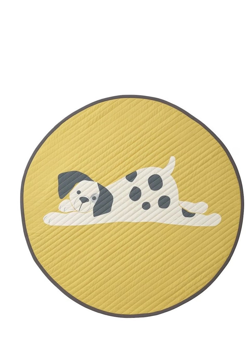 Quilted Blanket Puppy Pattern Dot Pattern Yellow White
