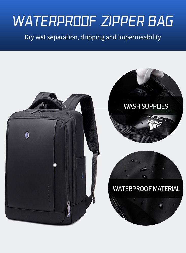 Travel Laptop Backpack Slim Durable with Laptop Compartment Water Resistant Casual Hiking Travel Bag for Business College School Students 17 Inch B00550 Black