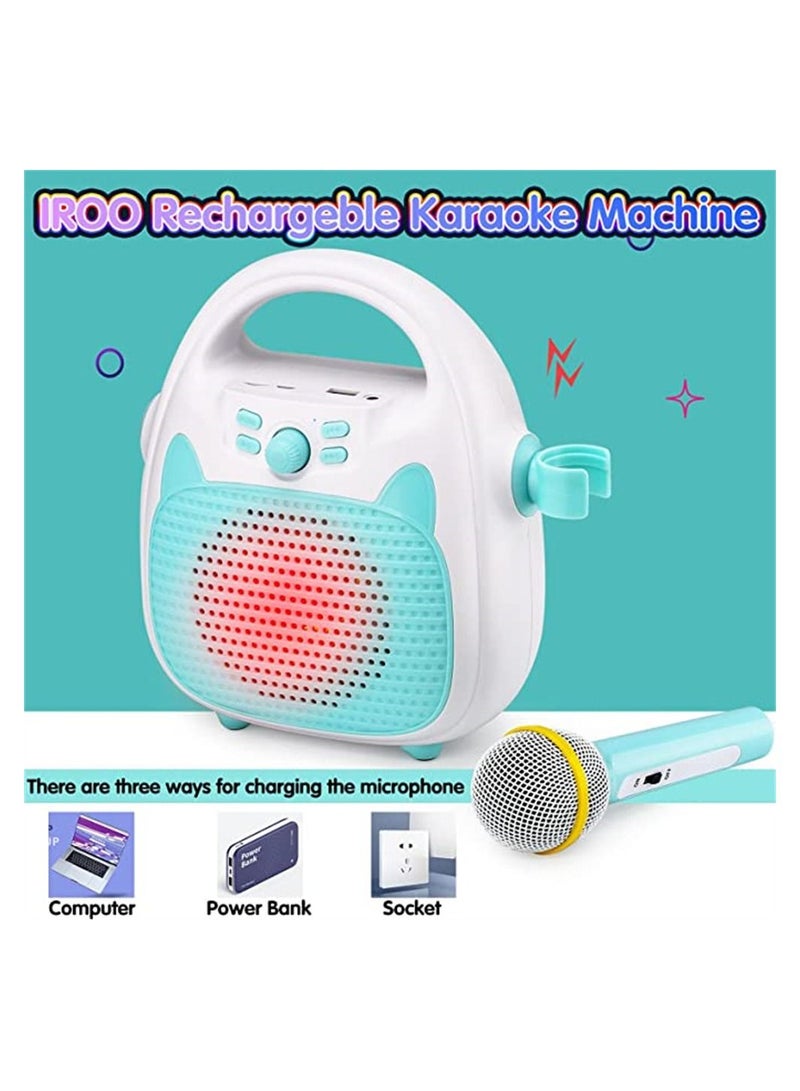 Toy Karaoke Machine for Kids, Wireless Bluetooth Speaker with Microphone, Kids Karaoke Machine for Kids with TF/USB Connectivity, Portable Singing Mic Machine with Flashing Lights (Blue)