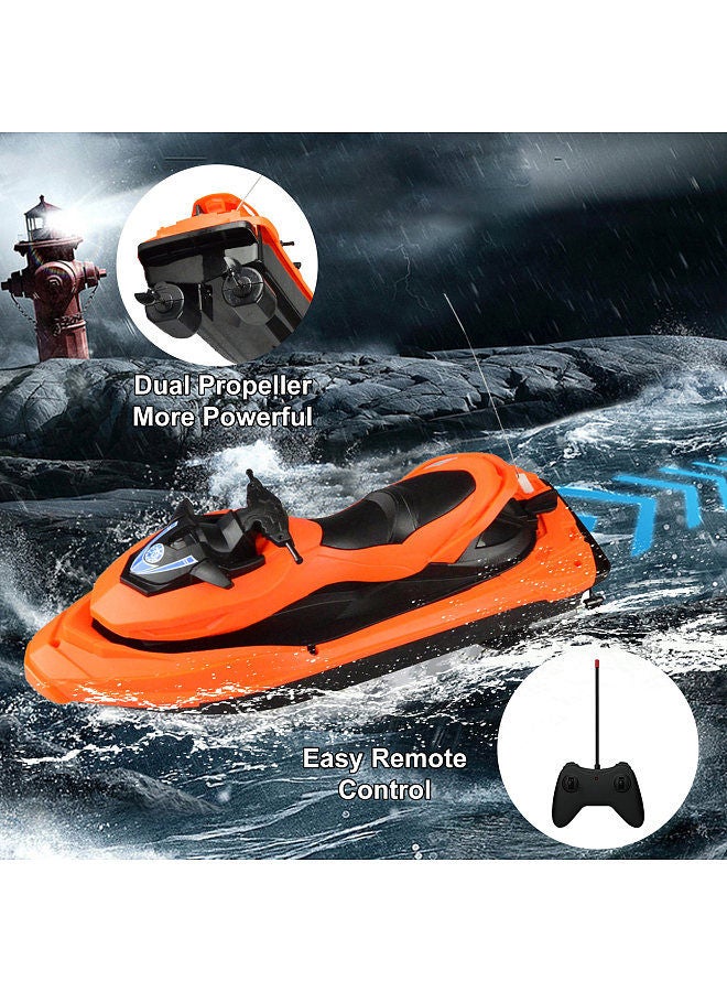 Remote Control Motor Boat, High Speed Remote Control Boat for Kids Adults Orange