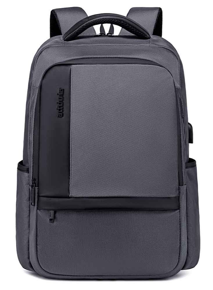 Classic Travel Laptop Backpack, School Bag with USB Charging Port and Laptop Compartment for Men and Women,Grey