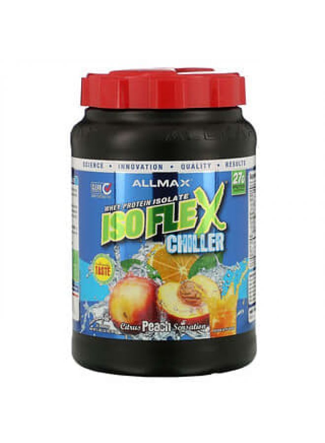 ALLMAX Nutrition Isoflex Chiller 100% Ultra-Pure Whey Protein Isolate (WPI Ion-Charged Particle Filtration) Citrus Peach Sensation 2 lbs (907 g)