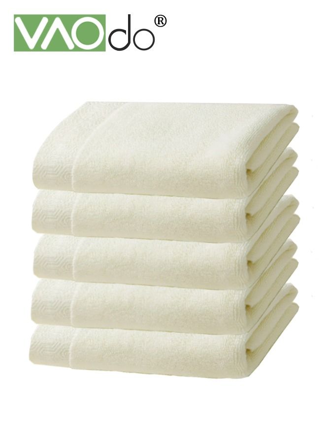 5PCS 100% Cotton Towel High Absorbency Soft Long Staple Cotton Breathable Towel For Home Bathroom Sports Hotel White