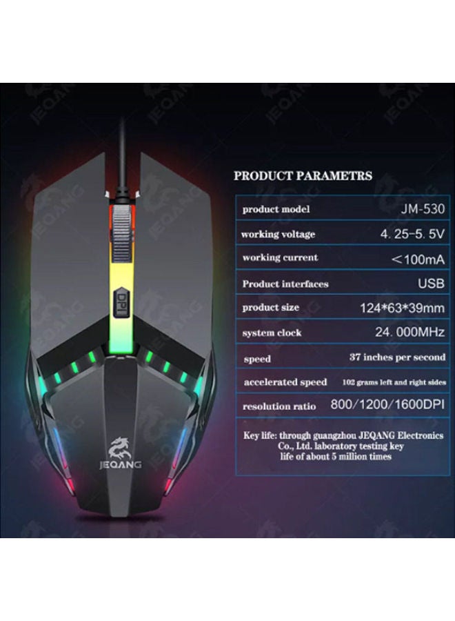 JK-968 Highest Quality Wired Gaming Mechanical Feel Backlight Keyboard and Mouse Set