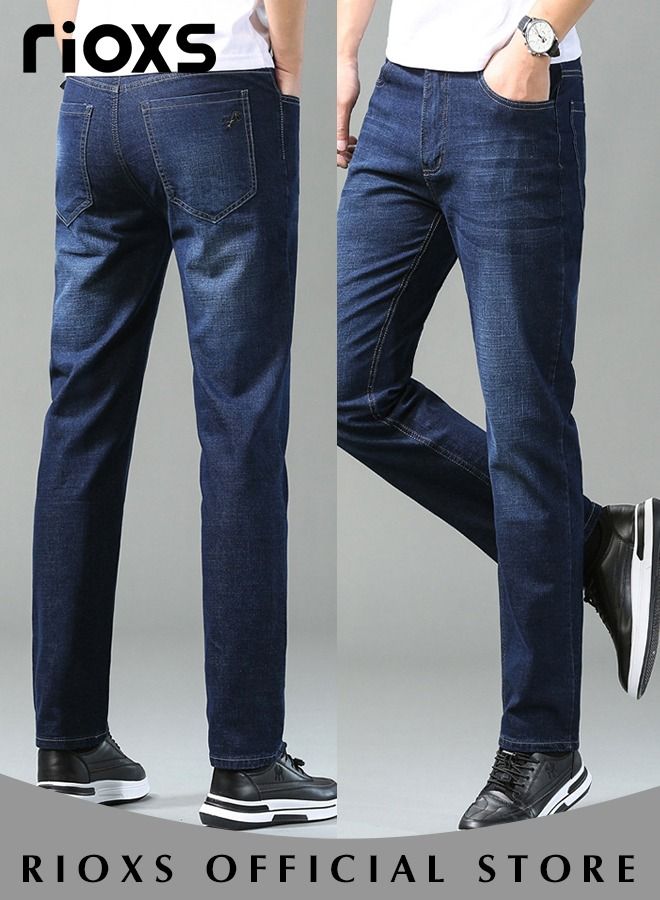 Men's Jeans Pants Straight Fit Tapered Leg Skinny Jean For Work And Casual