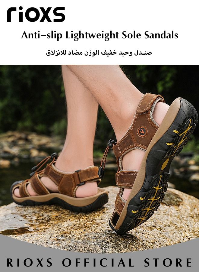 Men's Summer Hollow Roman Flat Sandal Round Open Toe Sandals Comfortable Buckle Sandals With Adjustable Belt